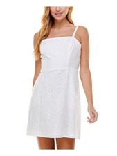 CRYSTAL DOLLS Womens A-Line Short Dress White Spaghetti Strap Juniors L
