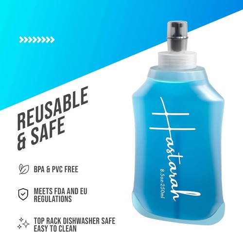 Flexible Running Bottle - Two Pack: 8.5Oz, Foldable, BPA/PVC Free, Perfect for H - Picture 7 of 11