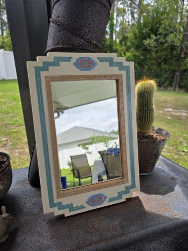 VTG Home Interiors Wall Mirror Southwest Aztec Geometric 16x11 USA