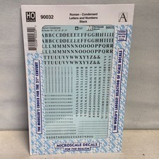 Railroad Roman Condensed Letters  Numbers Black Microscale Decal All Scale 90032