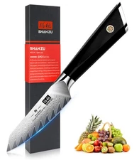 SHAN ZU 4" Japanese Paring Knife Damascus High Carbon Steel Kitchen Fruit Knife
