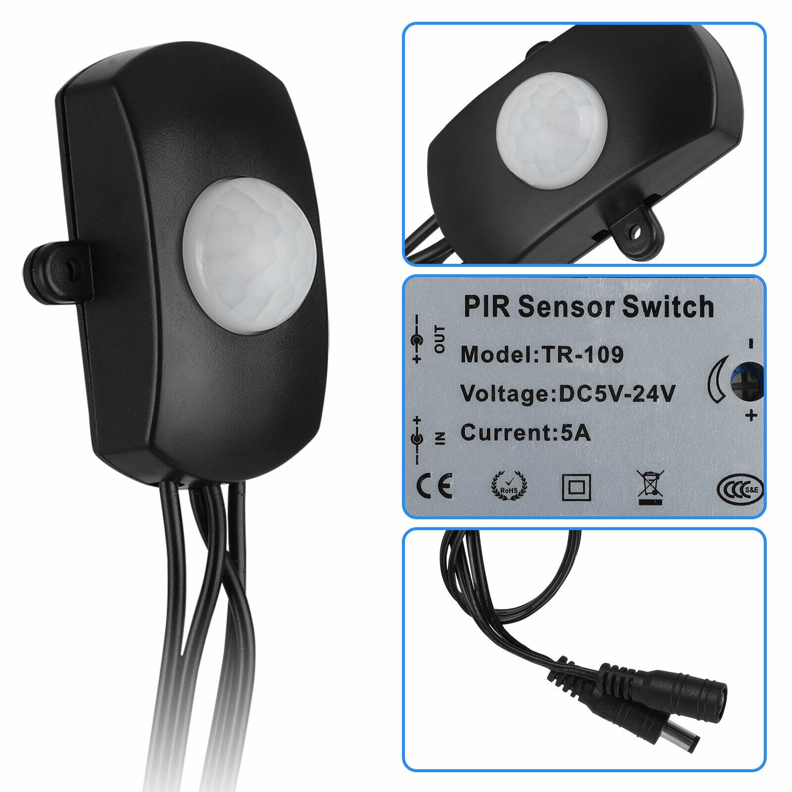 Auto ON OFF Detector Infrared PIR Motion Sensor Switch For Led Light Strip 5-24V