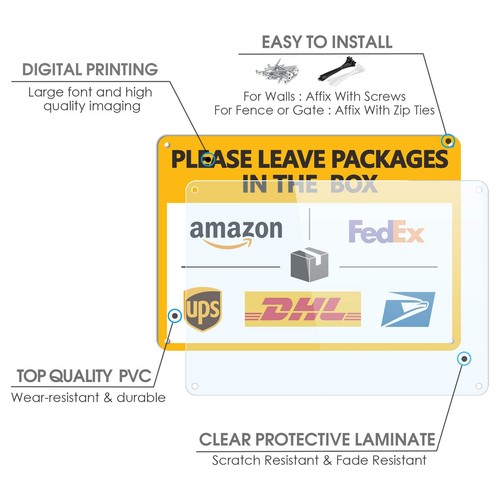 Package Delivery Sign Delivery Instructions Sign 2 Pack Leave Packages in The... - Picture 4 of 7