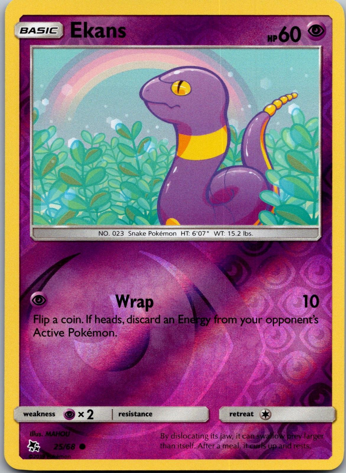 Ekans 25/68 Common Hidden Fates Pokemon Reverse Holo Near Mint