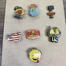 Vtg Lot of 7 Enamel Hat / Lapel Pins 80s - 90s Made In Taiwan