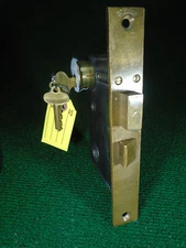 REMANUFACTURED CORBIN #1843 MORTISE LOCK w/KEYS 2 1/2" BS 8" FACE   (18692)