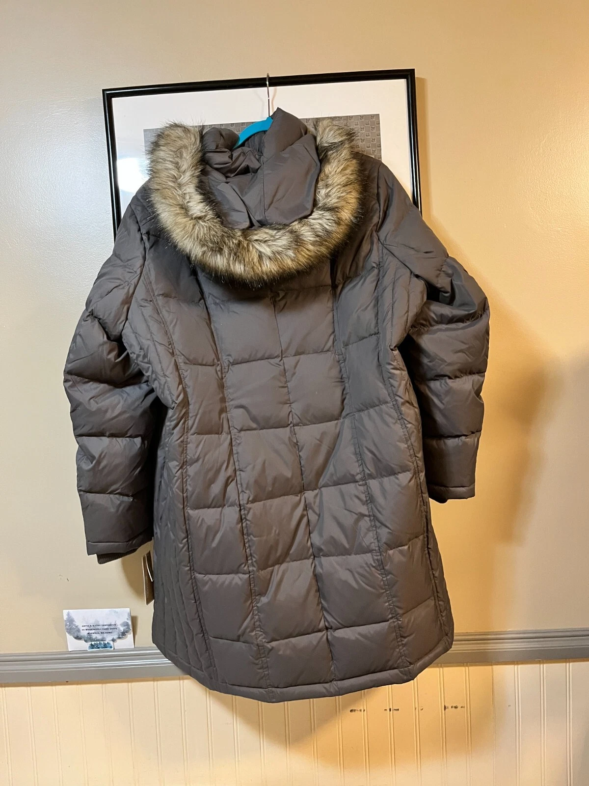 NUOVO cappotto piumino donna Michael Kors 3 4 puffer con pelliccia sintetica e cappuccio taglia 1X con etichette