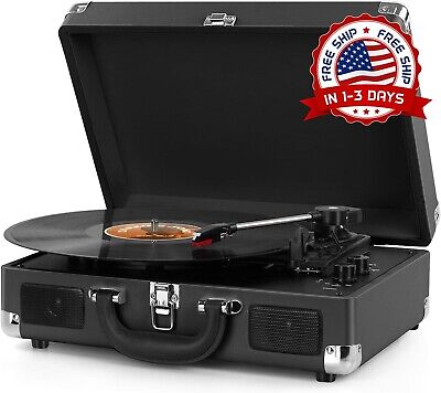Tocadiscos Bluetooth Tocadiscos para Vinilo con Altavoces, Maleta