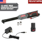 12V Cordless Ratchet Bundle 3/8 Inch Drive Extended Reach 2 Batteries Chargers