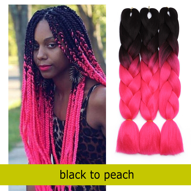 Multi Colored Afro Crochet Braids Hair Extensions Straight Jumbo Braiding Ombre - Picture 40 of 67