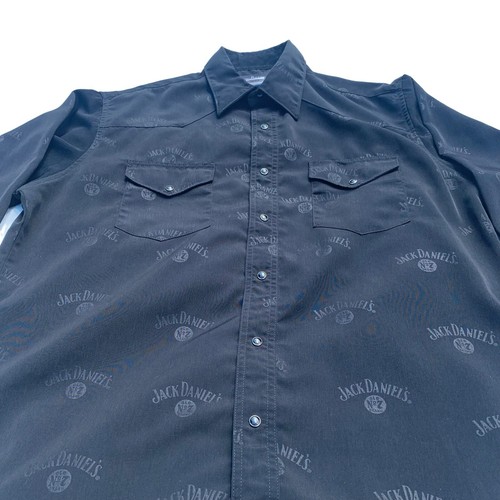 Jack Daniel's Snap Button Shirt Mens Large Black Long Sleeve Polyester Western - Picture 2 of 5