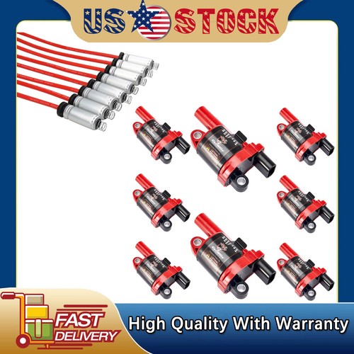 For Chevy Camaro 6.2L V8 2016-2018 UF742 Ignition Coils + Spark Plug Wires, 8PCS - 第 1/7 張圖片