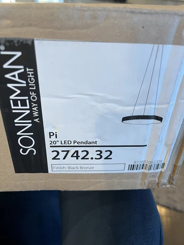 Sonneman Pi 20" LED Pendant, Black Bronze - 2742-32 - Picture 1 of 2
