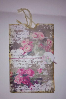 Handgefertigtes Grunge Rose Folio mit Notizbuch