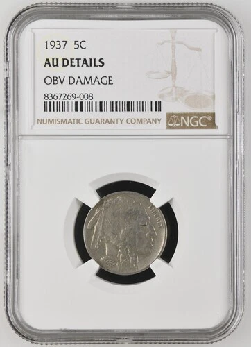 1937 Philadelphia Mint Buffalo Nickel 5 Cents NGC AU Details