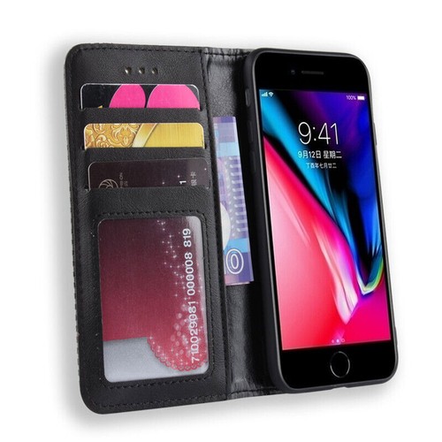Retro Flip Leder Brieftasche Ständer Handy Hülle für iPhone 16 15 14 13 12 11 Pro Max - Bild 3 von 18