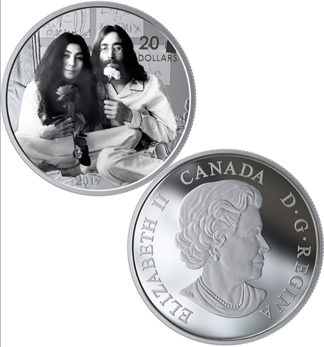 2019 Give Peace a Chance $20 1OZ Silver Proof Coin Canada, Yoko Ono, John Lennon - Foto 5 di 5