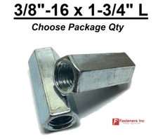 3/8"-16 x W9/16" x L 1-3/4" Coarse Grade A Hex Threaded Rod Coupling Nut Zinc