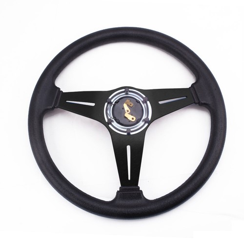Black 14INCH Universal Aluminum Racing Steering Wheel Drifting Flat Dish 6 Bolt - Picture 4 of 7