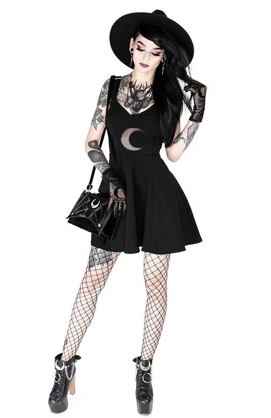 Vestido de Verano Restyle Bruja - Forma de la Luna - Mini Vestido Acampanado Algodón Foto 4 de 4