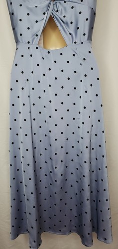 NWT Womens Modcloth Gilli Light Blue Polka Dot Satin Lined Midi Dress Size S - Picture 8 of 12