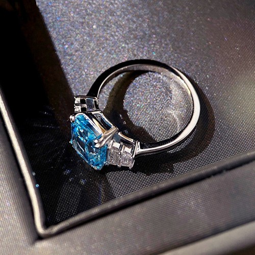 Elegant Cubic Zircon 925 Silver Filled Ring Women Wedding Jewelry Sz 6-10 - Picture 6 of 7