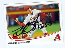 Brad Ziegler autographed baseball card (Arizona Diamondbacks) 2013 Topps #169
