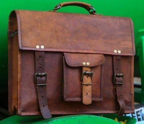 Men's Stylish Genuine Leather Vintage Laptop Messenger  Briefcase Bag Satchel