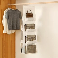 1 White Handbag and Purse Organizer Rack Closet Display 8 Pocket Storage Hanger
