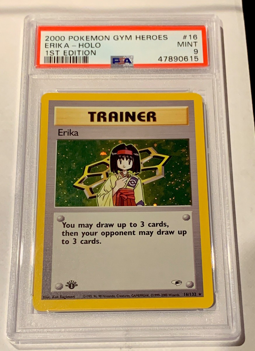 Pokemon Gym Heroes 1st Edition Erika Holo #16/132 PSA 9 MINT Pokemon Gym Heroes 1st Edition Erika Holo #16/132 PSA 9 MINT
