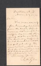 1875 Liberty postal card R H Tyler Fulton NY to A F Hubbard Esq Astabula OH