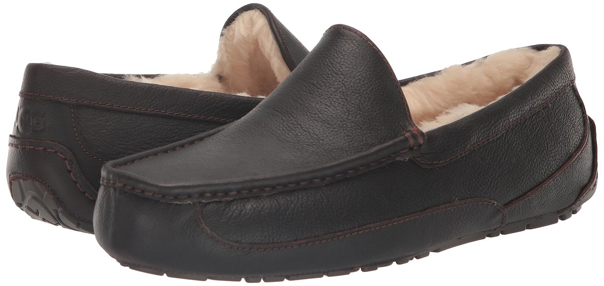 UGG Mens Ascot Slippers Dark Spice Brown Leather House Shoes 5379 Size 11 UGG Men main image 2