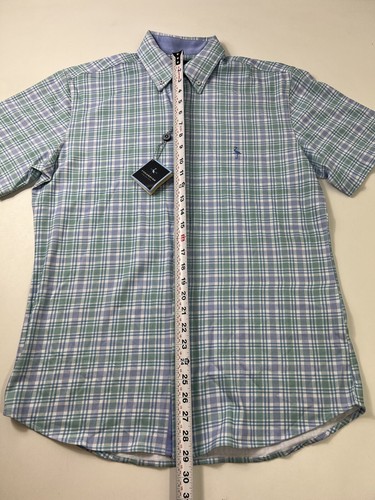 TailorByrd Plaid Button Up Short Sleeved Shirt Blue Men's Size Medium New w Tags - Picture 5 of 9