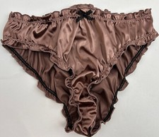 Glossy Butter Second Skin Satin Bikini Panties Sissy Wet Look Silky Ruffles M/L