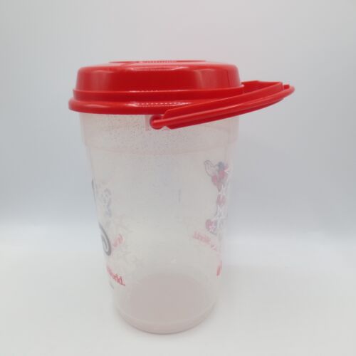 Whirly Walt Disney World Mickey Mouse Plastic Cup Bucket Clear Red Top 9" Tall - Picture 4 of 8