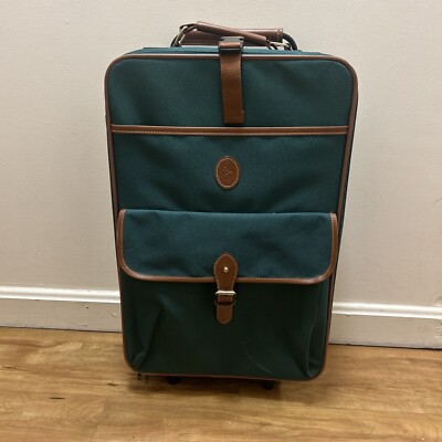 Polo Ralph Lauren Vintage Rolling Travel Bag Suitcase Green Brown