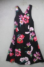 Ann Taylor Factory Dark Floral Criss Cross Straps Fit  Flare Dress-4P-Fairy