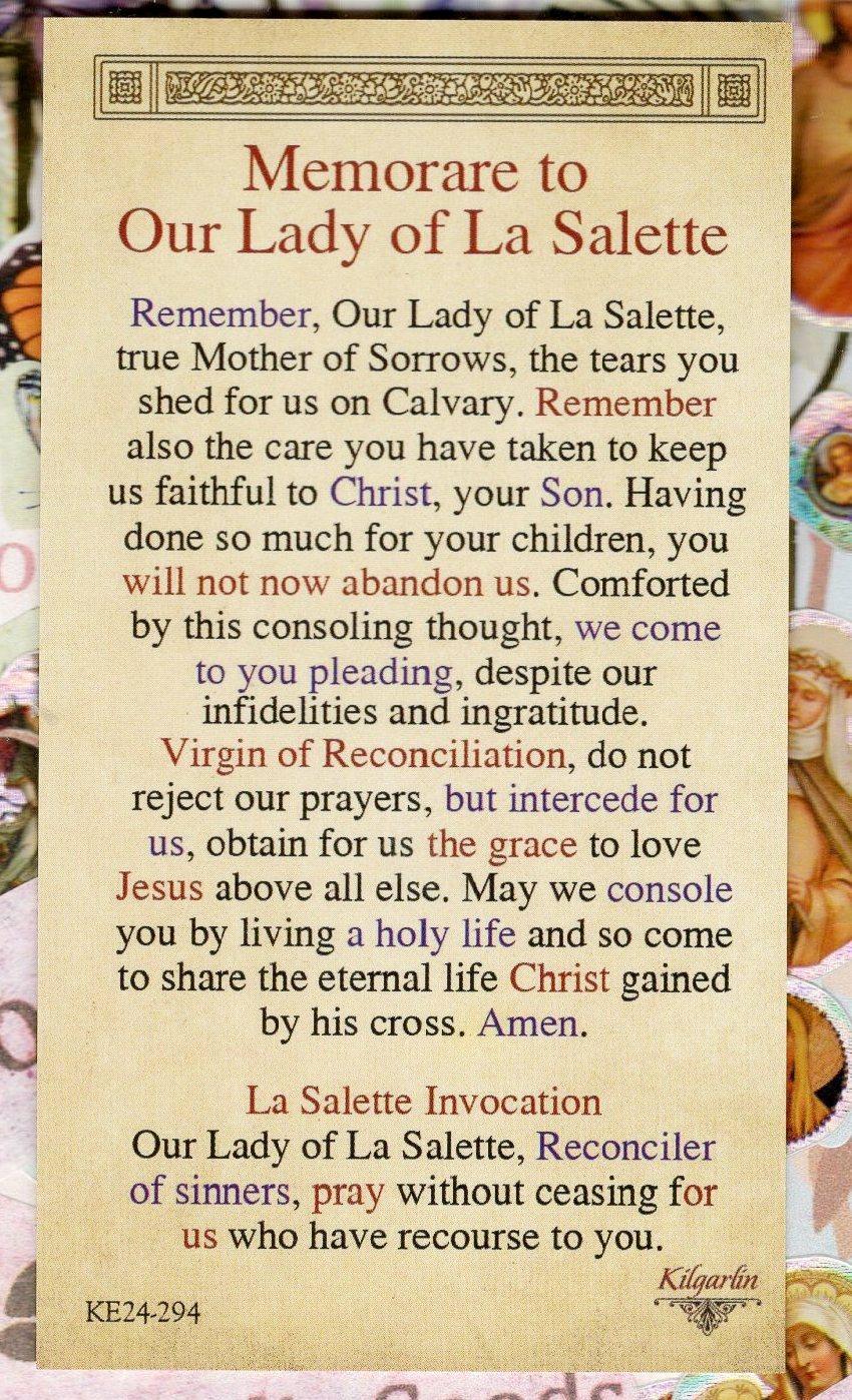 Memorare to Our Lady of La Salette Glossy Paperstock Holy Card eBay