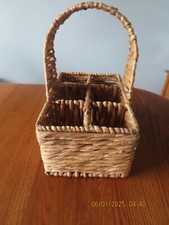 Wicker Basket Handle w/6 compartments 12" x 8" x 14" Tall