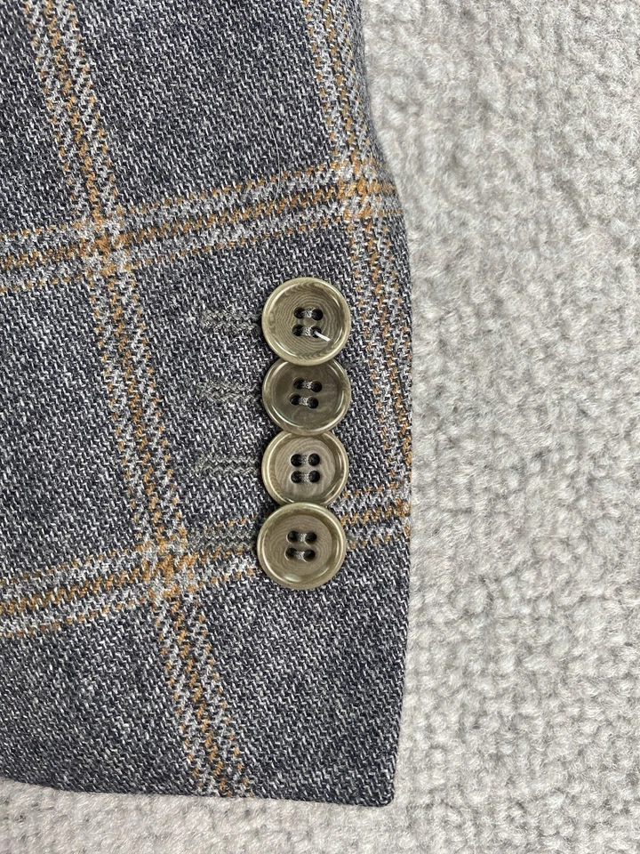 Traje Chaqueta Trussini 42 R Gris Seda Cachemira Piacenza Ventana Diseñador Italia Foto 2 de 4