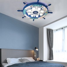 Modern Blue Ship Rudder Shape Ceiling Light Lamp Fixture Kid's Room Flush Mount