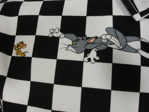 TOM AND JERRY BLACK / WHITE CHECKER ZIP FRONT BOMBER JACKET MEN'S M - Picture 9 of 12