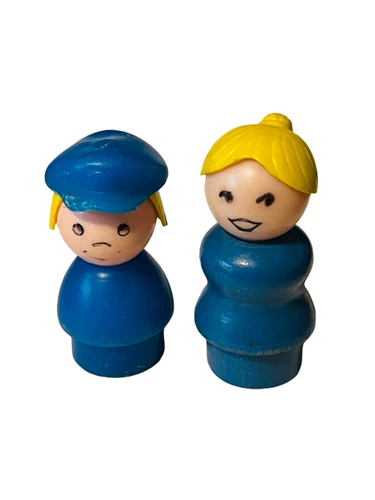 Fisher Price Little People vtg 1960s us antique toy figure LOT Mom Son student