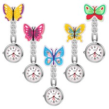5 Pack Butterfly Nurse Watch Clip on Doctor Student Brooch Fob Pocket Watch