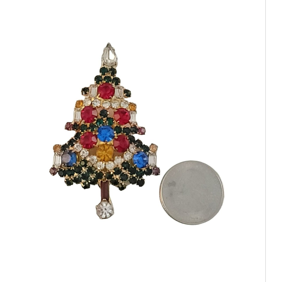 * vintage tree ❀ * ヴィンテージモール のクリスマスツリー Warner Vintage Gold Tone Multicolor Rhinestone Christmas