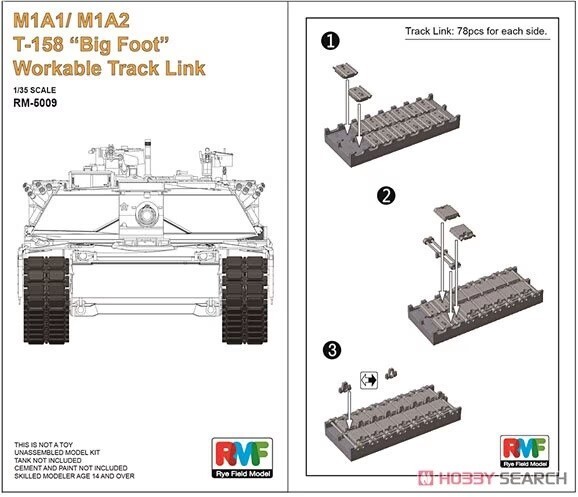 Rye Field Model 5009 1:35th scale M1A1/M1A2 T-158 Big Foot Workable Track Links