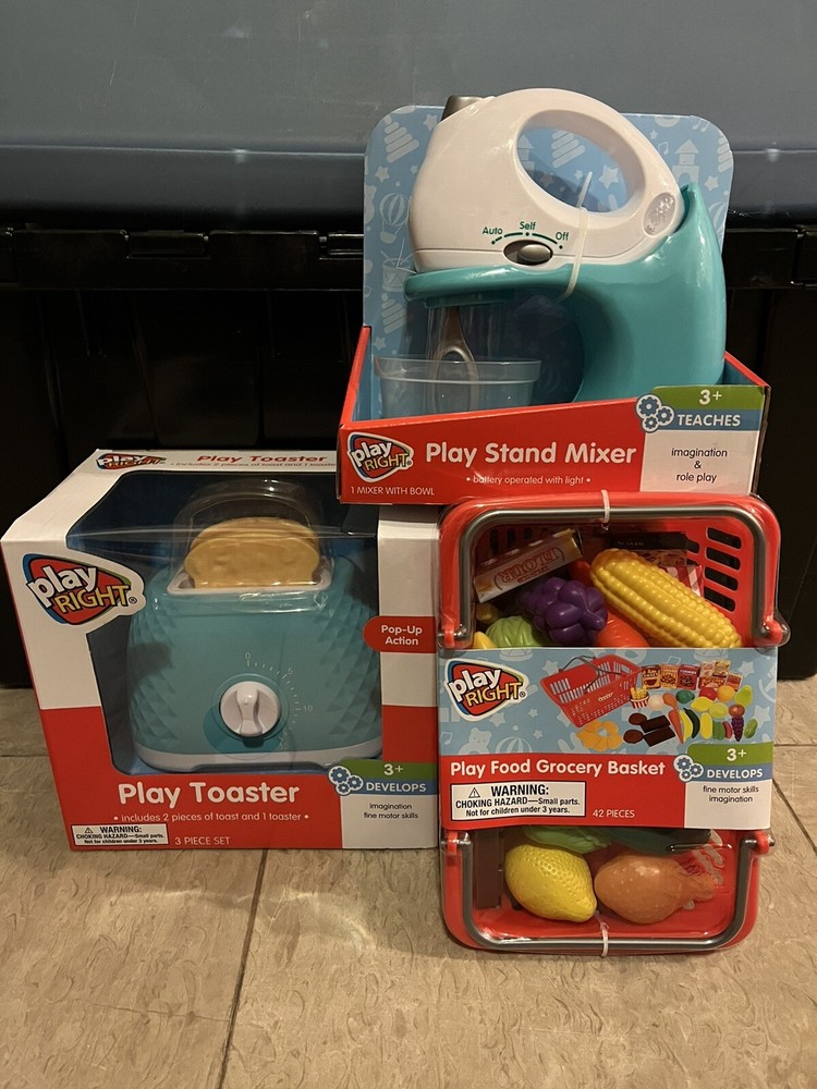 Play Right Kitchen Set with Mixer, Toaster, and Grocery Basket for Kids Play Right Kitchen Set with Mixer, Toaster, and Grocery Basket for Kids