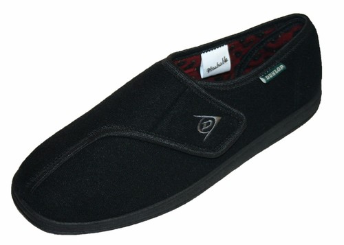 Mens Dunlop Arthur Touch Fastening Washable Adjustable Slippers Black Size 7-11