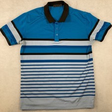 G/FORE Blue Striped Colorblock Performance Mens Golf Polo Size MEDIUM