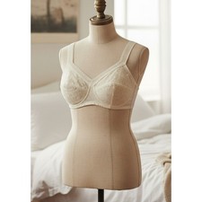 VINTAGE NEW 1960's Super-Form Women's Cream Bullet Bra w/Flowers Size 36B USA